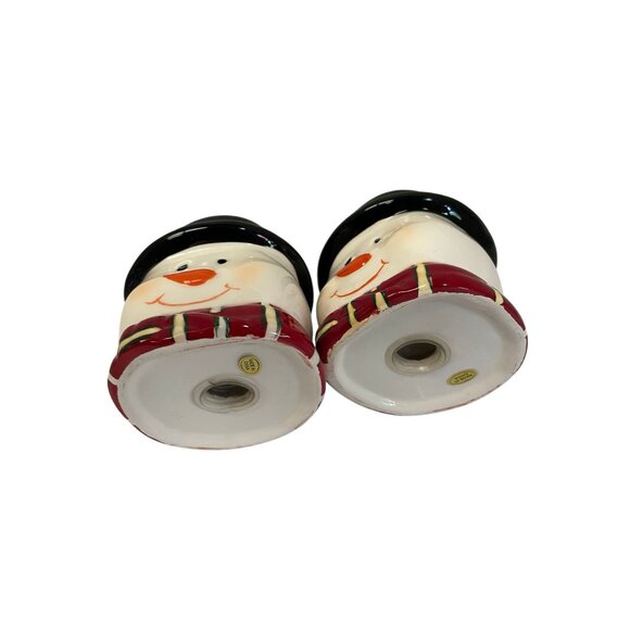 Snowman Salt Pepper Shakers Ceramic Set 3" - Picture 5 of 5